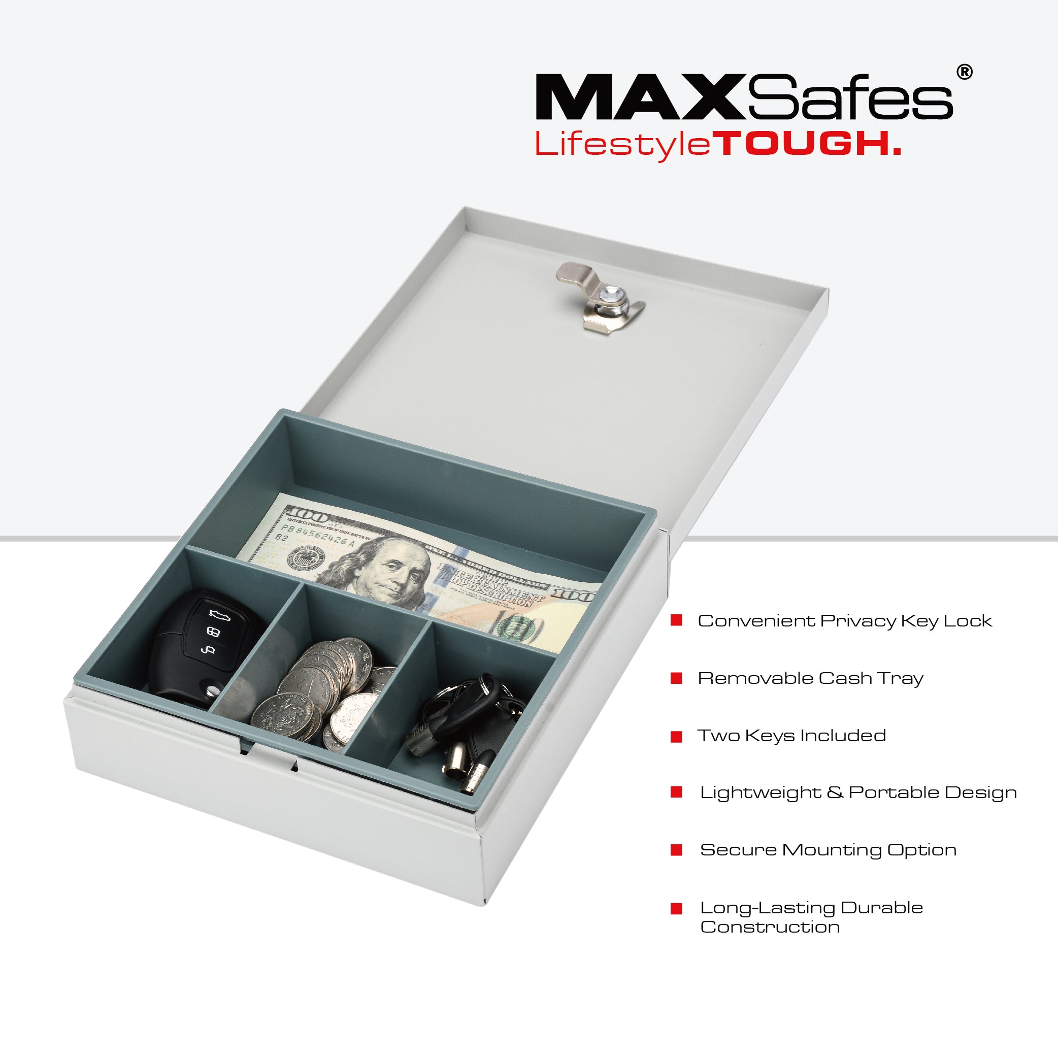 MAXSafes® 0.04 CF Cash Box-White